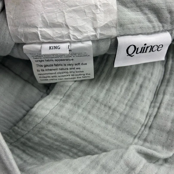 NWT QUINCE Organic Airy Gauze Box Quilt Set King/Cal King Mist 6592 - Picture 12 of 14